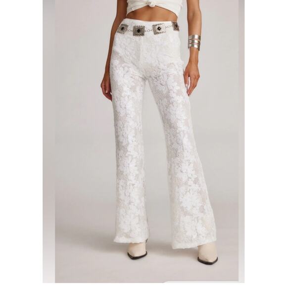 NWT 12th Tribe White Maddox Lace Sequin pants Womens Small - Picture 2 of 12